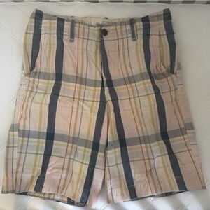 Abercrombie & Fitch Pink and Yellow Flat Front Shorts